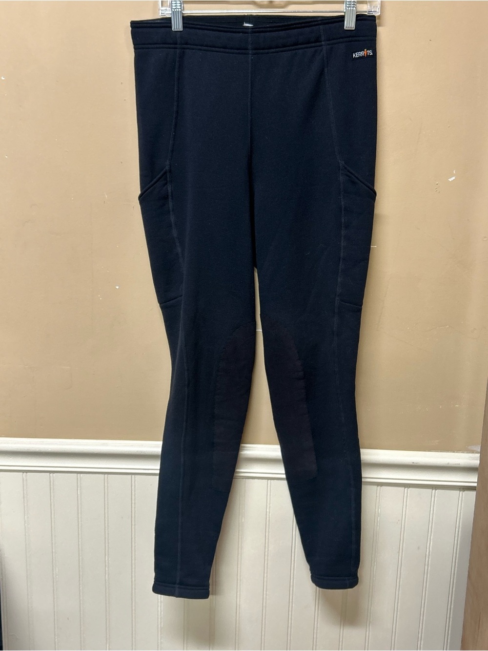 Kerrits fleece Women's Knee Patch Equestrian Breeches Black Riding Pants Size L